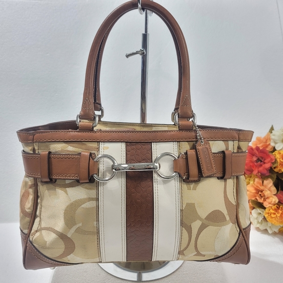 Coach Handbags - COACH WOMEN MONOGRAM TAN/BROWN/WHITE